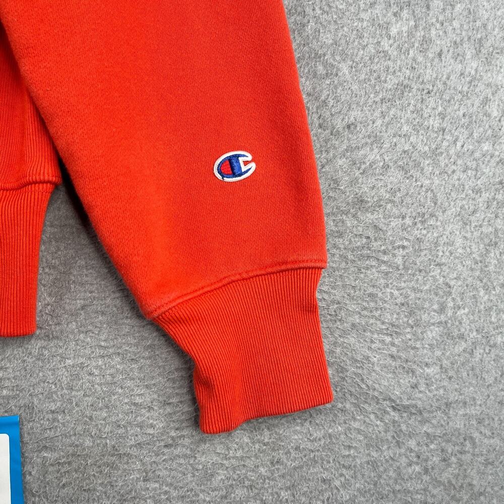 Champion Reverse Weave Sweatshirt Small Bright Orange Casual Logo Mens - Picture 2 of 10